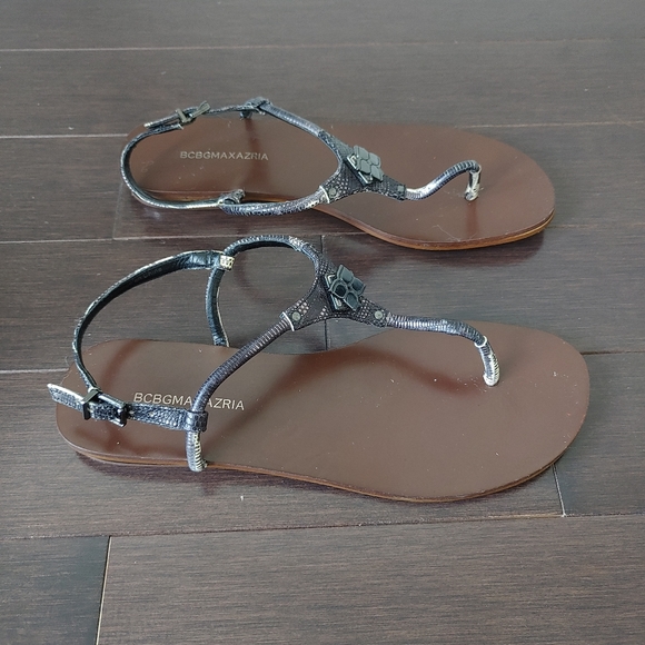 BCBGMaxAzria Faux Snakeskin Flat Sandals - Picture 3 of 5